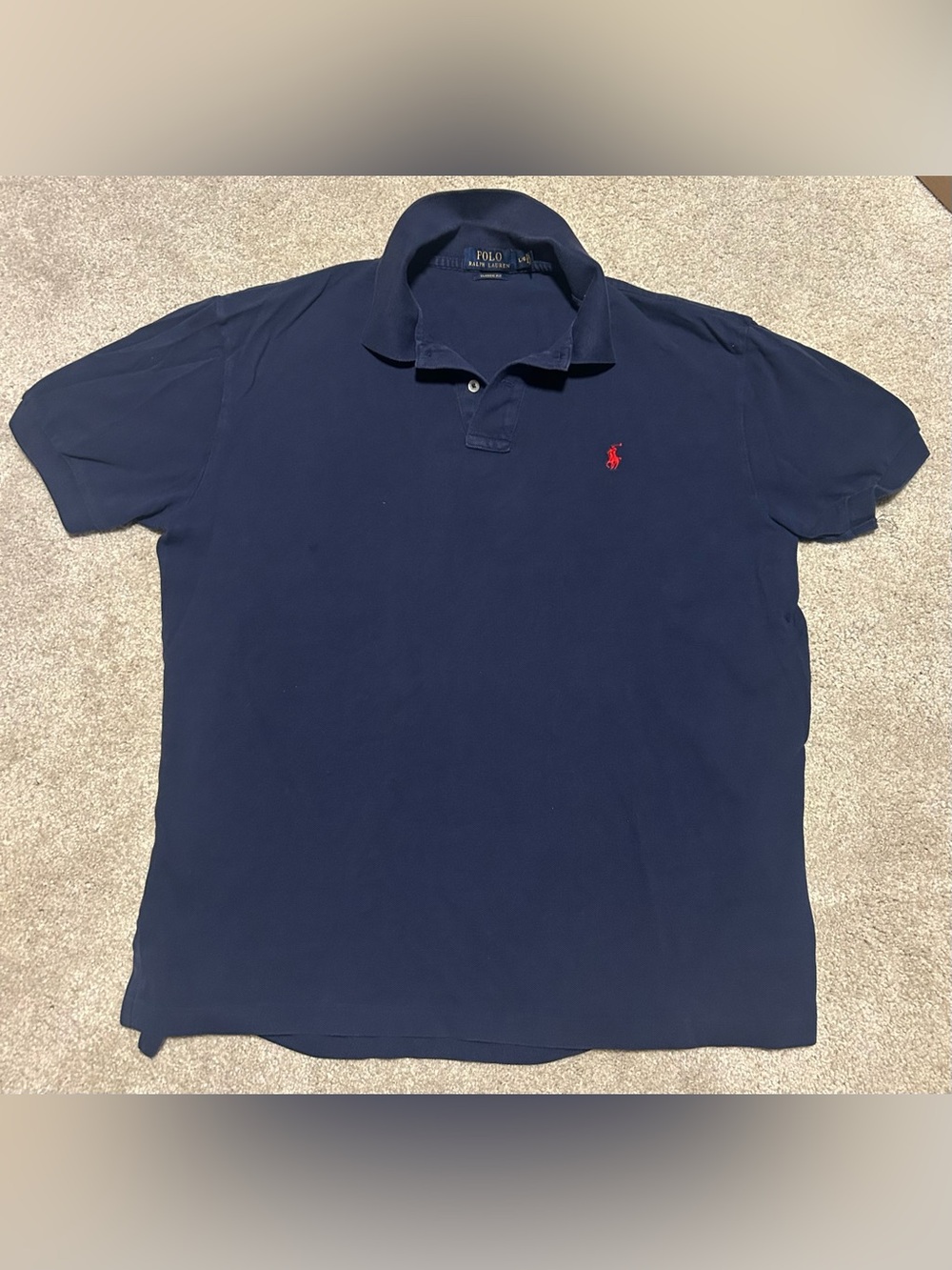Polo by Ralph Lauren Navy Polo Shirt with Red Pony Logo size L
